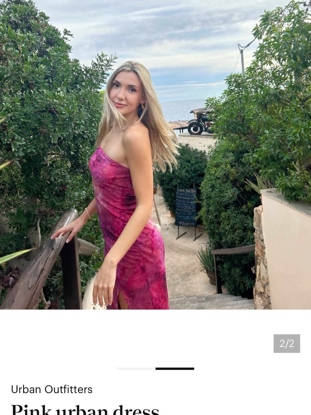 Urban Outfitters Magenta Tie-Dye One-Shoulder Slip Dress